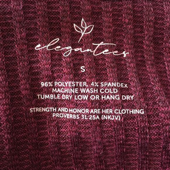 Elegantees Burgundy Ribbed Open Cardigan Devoted Collaboration Small - Picture 9 of 10